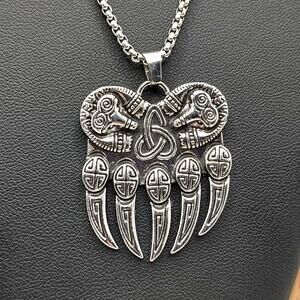 Necklace Stainless Viking Celtic Bear Paw Claw Trinity Pendant Birthday Gift NEW